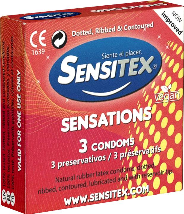 Sensitex "Sensations" 3 stimulating and vegan condoms from Spain (3 pcs.)