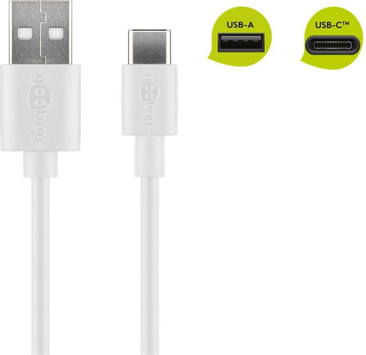 Actual product image Goobay 45563 1m USB A USB C Male White USB Cable (1 m, USB 2.0)