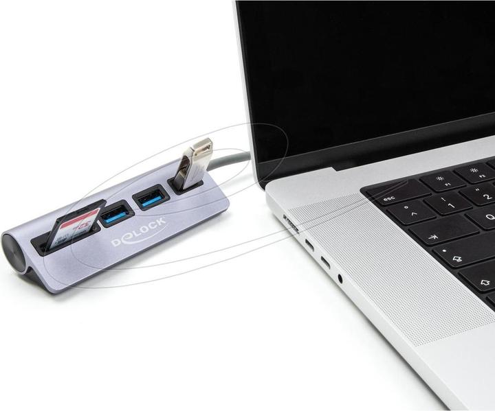 Produktbild Delock 3 Port USB 5 Gbps Hub inklusive SD und Micro SD Card (USB-C, 3 Ports)