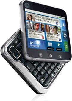 Actual product image Motorola Flipout - QWERTZ - Black/Purple/Green/Yellow (150 GB, 2.80", 3 Mpx, 3G)