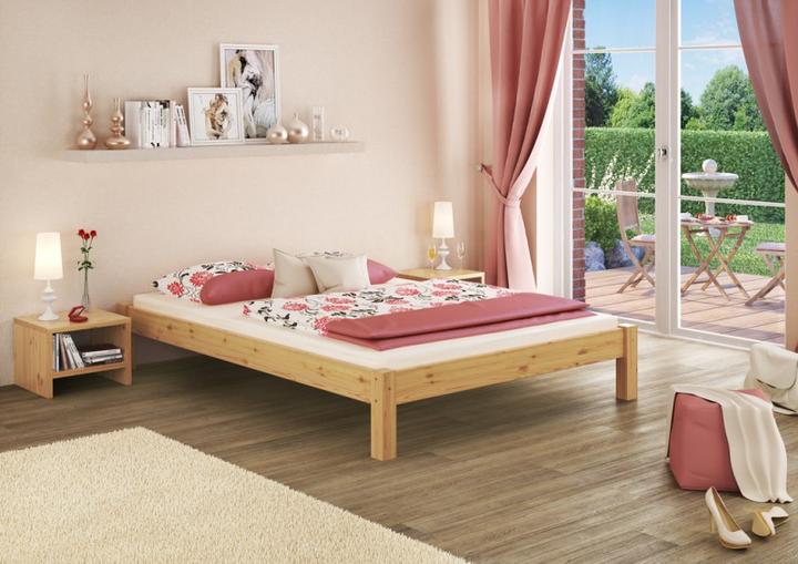 Actual product image Erst-Holz Solid lacquered pine double futon bed with mattress 140x200 on rigid slats 60.35-14M (140 x 200 cm)