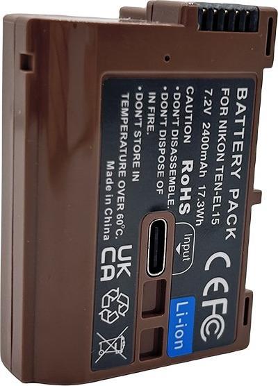 Produktbild Acconic Akku mit USB-C Input f. Nikon 1 V1 EN-EL 15 EN-EL15B EN-EL15C ENEL 15 D7000 D800 D600 Z6 Z7 (Kamera Akku)
