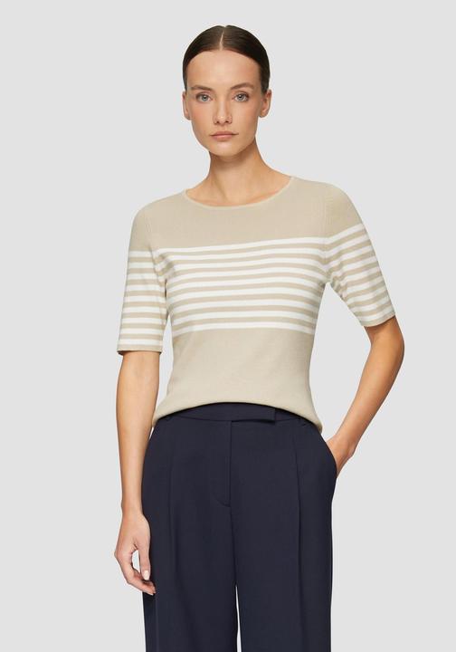 Actual product image S.Oliver Strickpullover Gestreifter Slim-Fit-Pullover mit kurzen Ärmeln (40)