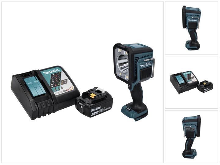 Actual product image Makita DML 812 RT1 Battery LED handheld floodlight 18 V 1250 lm + 1x battery 5.0 Ah + charger (1250 lm)