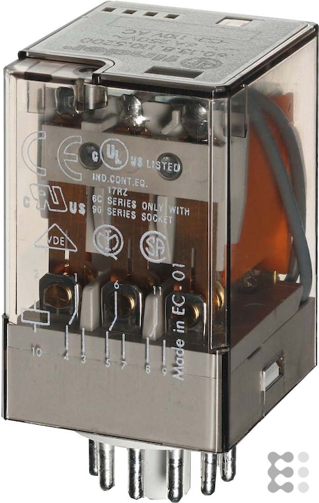 Produktbild Finder Serie 60 - Industrielle Relais, Undecal, 110 VAC, 3 Kontakte Drucktaster + Anzeige