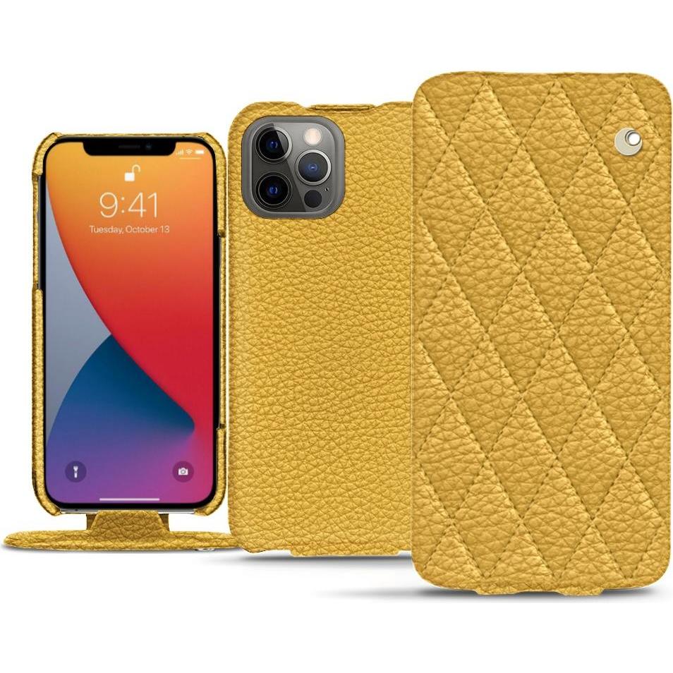 Noreve Lederschutzhülle vertikal (Apple iPhone 13 Pro Max), Smartphone Hülle, Orange