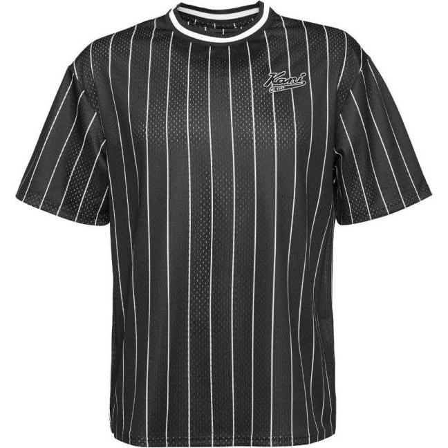 Karl Kani, Uomini, Maglietta, Chest Varsity Pinstripe Mesh Tee Hell, (L)