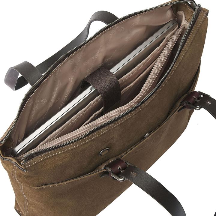 Productafbeelding Castelijn & Beerens Beerens - Veneto Nubuck Schoudertas 15,6 RFID | Taupe - Schoudertas 15,6 RFID | Taupe.