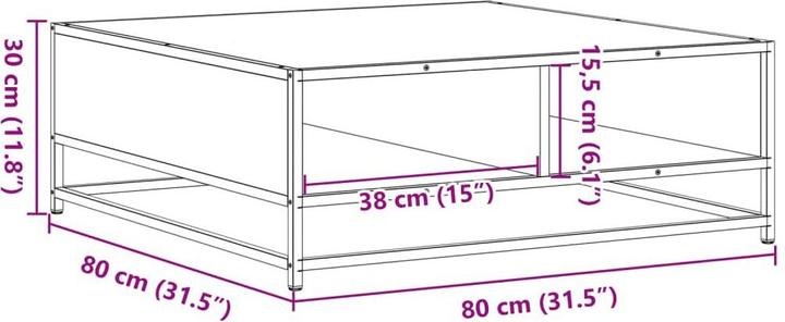 Immagine prodotto vidaXL Couchtisch Beistelltisch Kaffeetisch Sofatisch Teetisch Tisch Schwarz (80 x 80 x 30 cm)