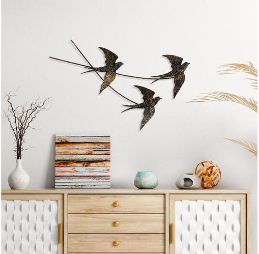 Image du produit Wallxpert Décoration murale Avaler un oiseau 42 x 70 cm, métal (42 x 70 cm)
