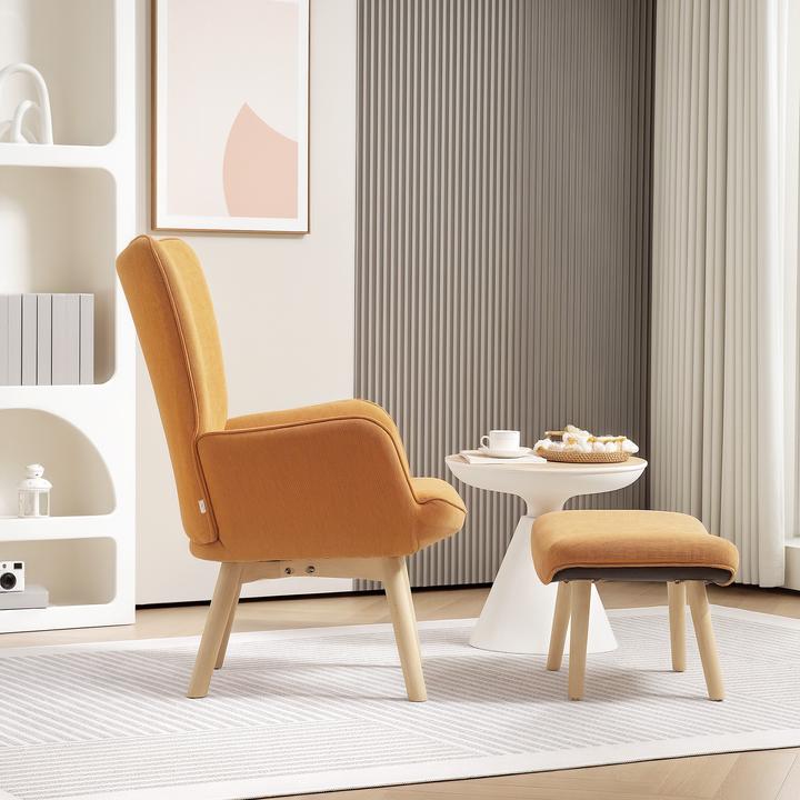 Produktbild Homcom Ohrensessel mit Hocker Kord Braun