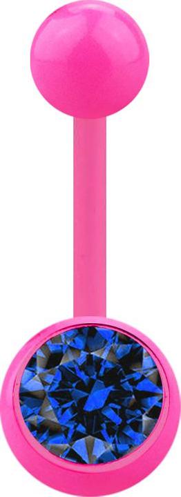 Immagine prodotto Star Piercing Rosa banana con sfera e cristallo blu scuro (Materiale sintetico, senza ottone)