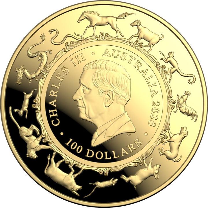 Actual product image Royal Australian Mint Gold Lunar Pferd 1 oz PP gewölbte Prägung - RAM 2026 (2026)