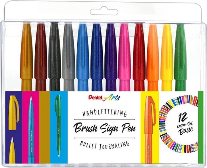 Pentel 12 SES15-12 Brush Pen Set assorted colours (12x)