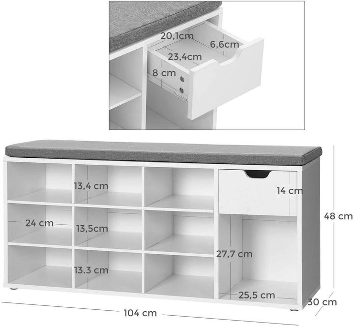 Actual product image Vasagle Shoe bench (104 x 30.50 x 48 cm)