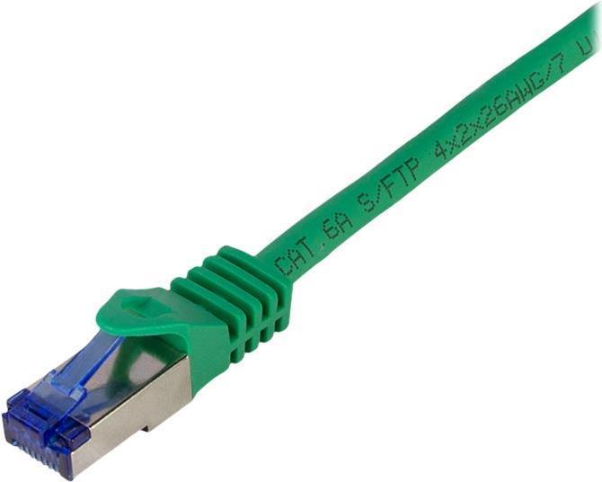 Produktbild LogiLink C6A025S RJ45 CAT 6a S/FTP 0.5m Grün (S/FTP, CAT6a, 0.50 m)
