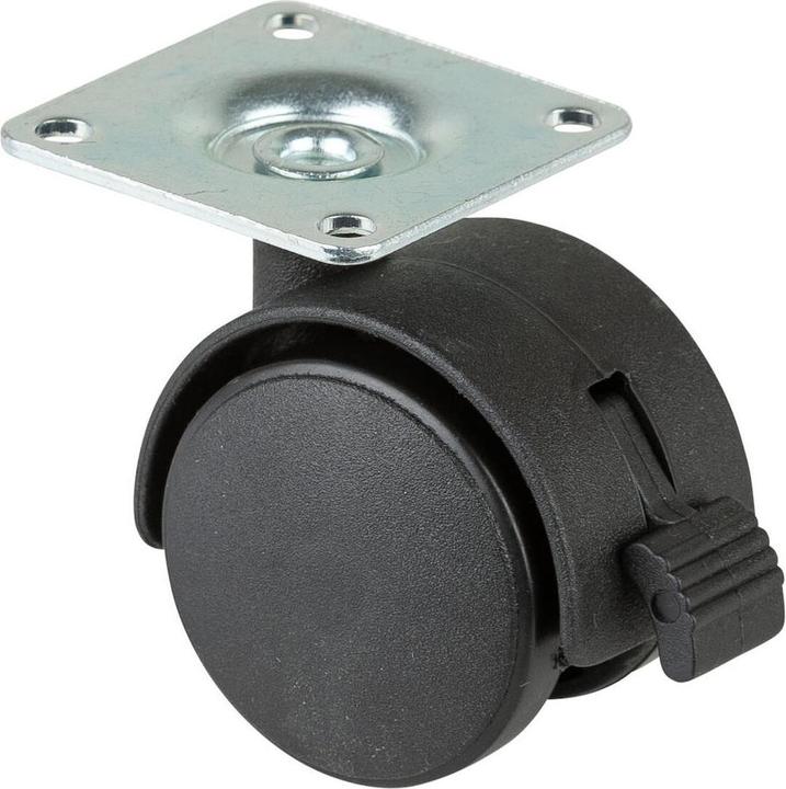 Productafbeelding BS Rollen Plastic dubbel zwenkwiel met rem Wiel Ø 40 mm Draagvermogen 30 kg met schroefplaat Polyami.