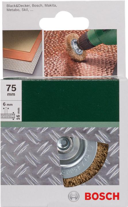Produktbild Bosch Zubehör Scheibenbürsten für Bohrmaschinen – Gewellter Draht, vermessingt, 75 mm