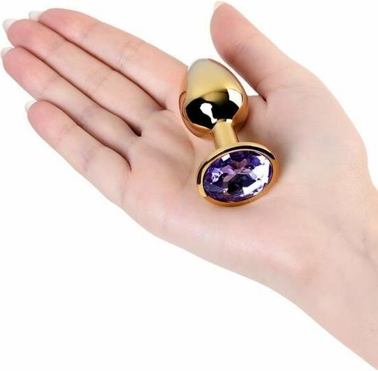 Actual product image Toyfa Goldener Analplug Metall, mit einem amethystfarbenen Edelstein