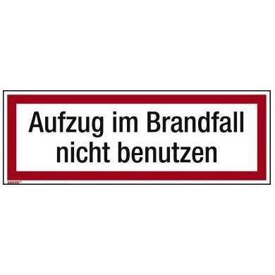 Neutralware, Hausnummer + Türschild, Hinweisschild 29,7x10,5 cm (BxH) Aufzug im Brandfall nicht benutzen PVC-Folie