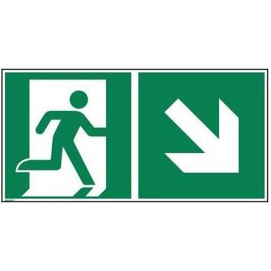 Thumbnail - Neutralware, Hausnummer + Türschild, Hinweisschild 30x15 cm (BxH) E001 Rettungsweg rechts abwärts Hart-PVC
