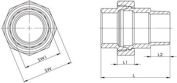 Produktbild Verschraubung EN 10226-1 NPS=1 ″ 312A, konisch dichtend L 68 mm L1=17 mm L2=19 mm (10 Stk.)