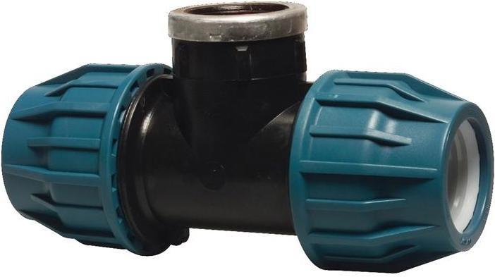Produktbild Bevo T-Stück Jason 25 mm x 3/4″ x 25 mm 16 bar Klemm x Innengewinde x Klemm (25 Stk.)