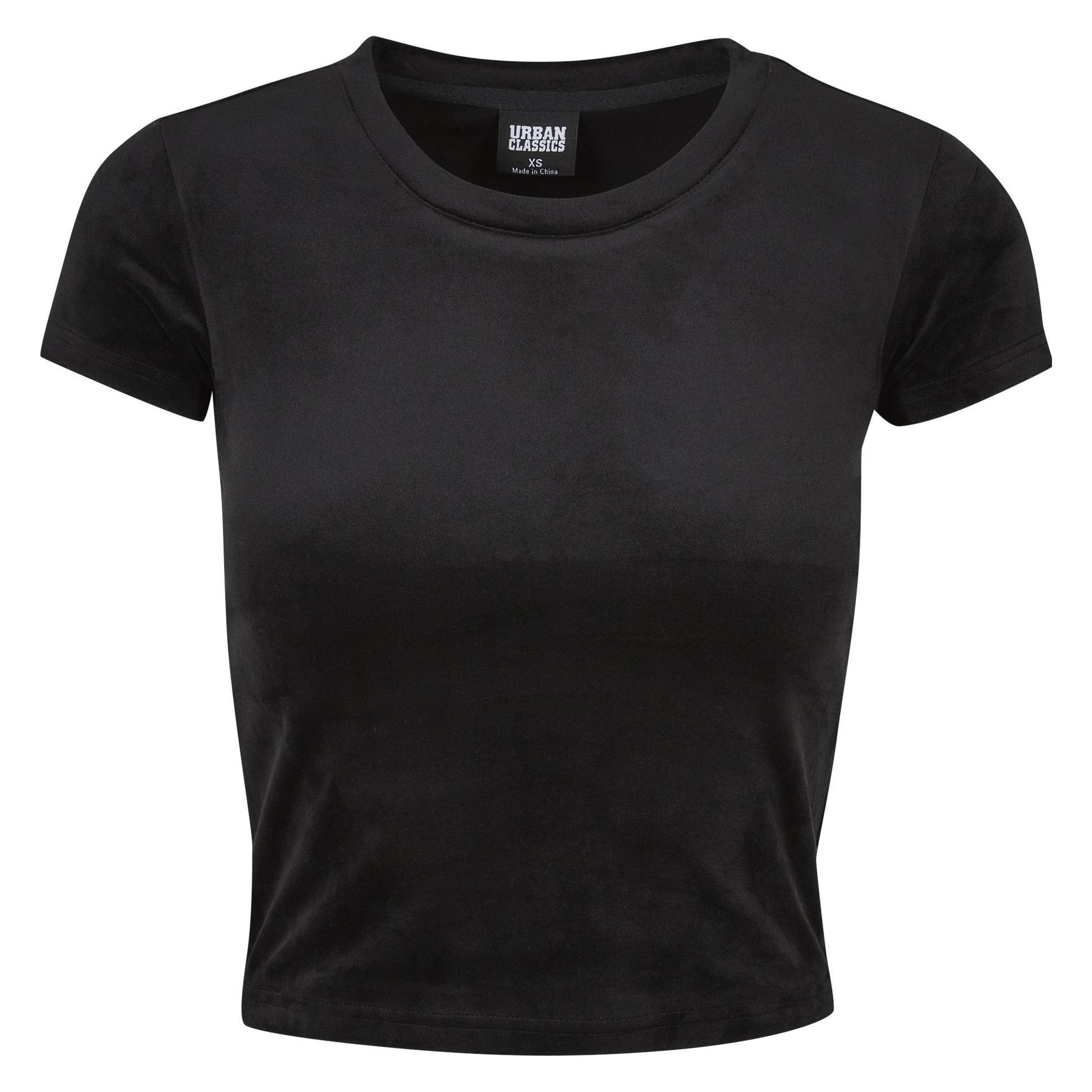 Urban Classics, Damen, Shirts, Ladies Short Velvet Tee, Schwarz, (S)