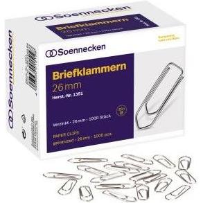 Soennecken, Büroklammer, Büroklammer Ausführung der Form: spitze Form Länge: 26 mm (1 x)