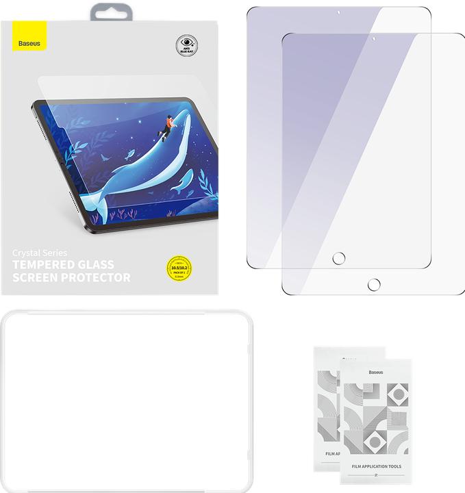 Actual product image Baseus Crystal Series 0.3mm Anti Blue-ray Tempered Glass Screen Protector for Pad Pro/Air3 10.5-inch/Pad 7/ (2 Piece, iPad Pro 10.5)