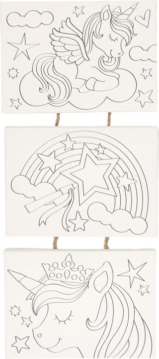 Produktbild Leinwand-Malset Einhorn, 3-teilig.