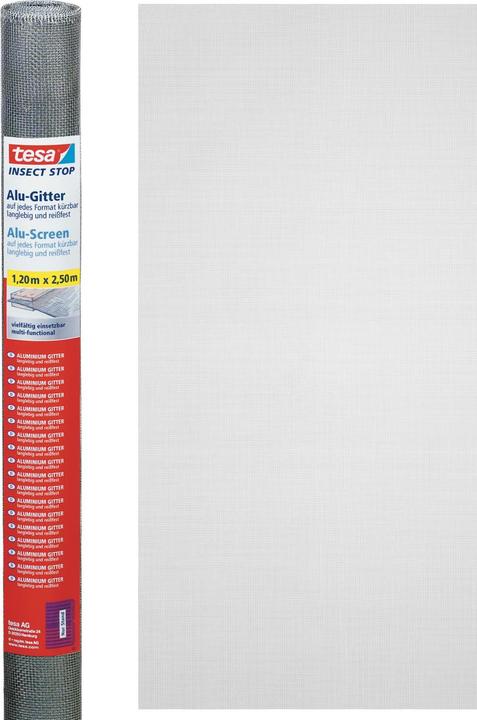 Actual product image tesa Insect screen aluminium COMFORT replacement roll, for windows & doors, without drilling (120 x 250 cm)