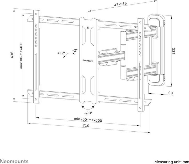 Image du produit Neomounts Support mural WL40S-850BL16 Noir (Mur, 45 kg, 40" - 70")