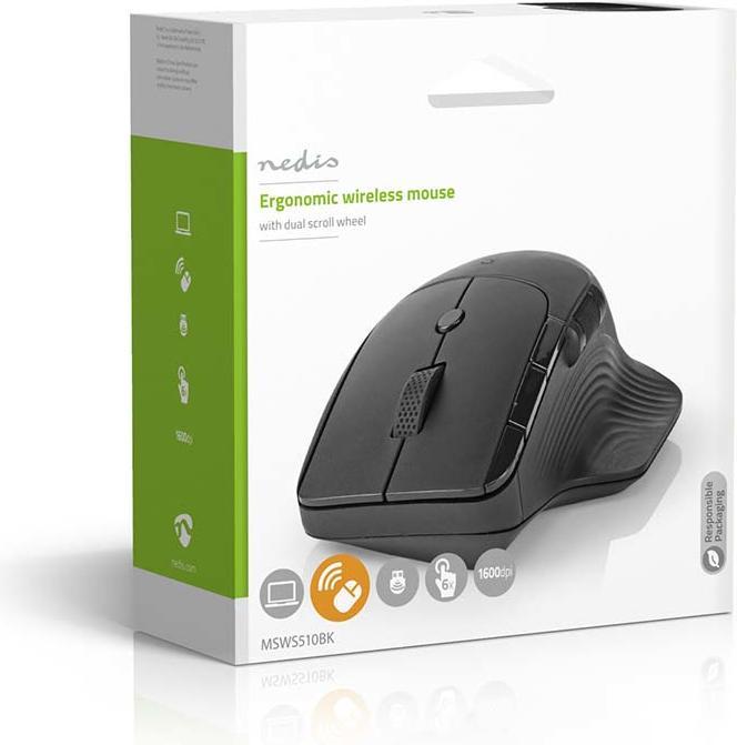 Produktbild Nedis Mouse | Drahtlos | 800 / 1200 / 1600 dpi | Einstellbar DPI | Anzahl Knöpfe: 6 | Rechtshändig (Kabellos)