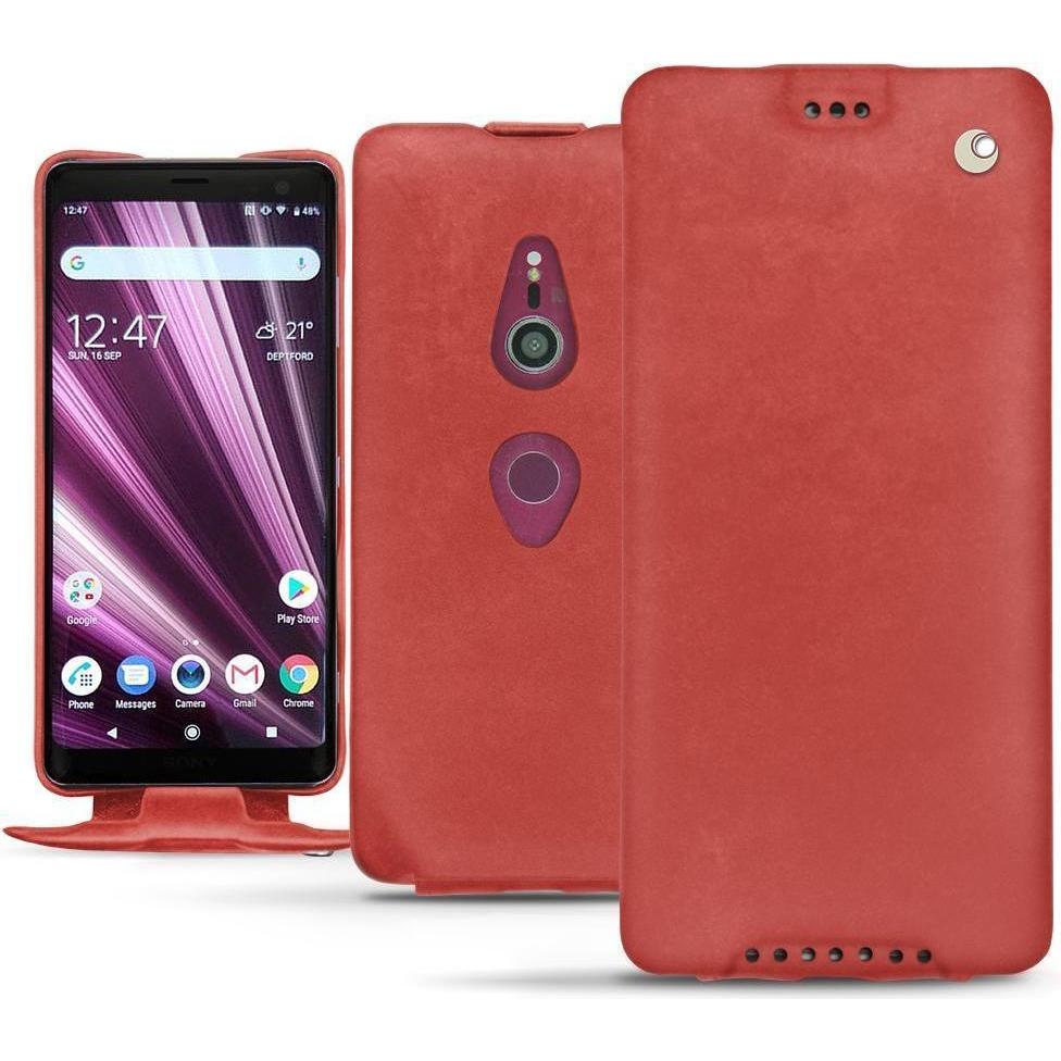 Noreve Lederschutzhülle vertikal (Sony Xperia XZ3), Smartphone Hülle, Rot