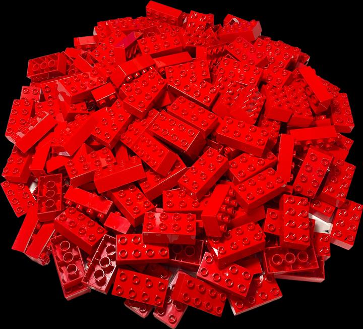 Actual product image LEGO Duplo 2x4 bricks red - 80 pieces - basic building blocks red NEW (3011)