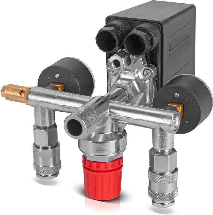Produktbild Stahlwerk Druckschalter DE-20 ST 0-8 bar mit Manometer und 2 Schnellkupplungen