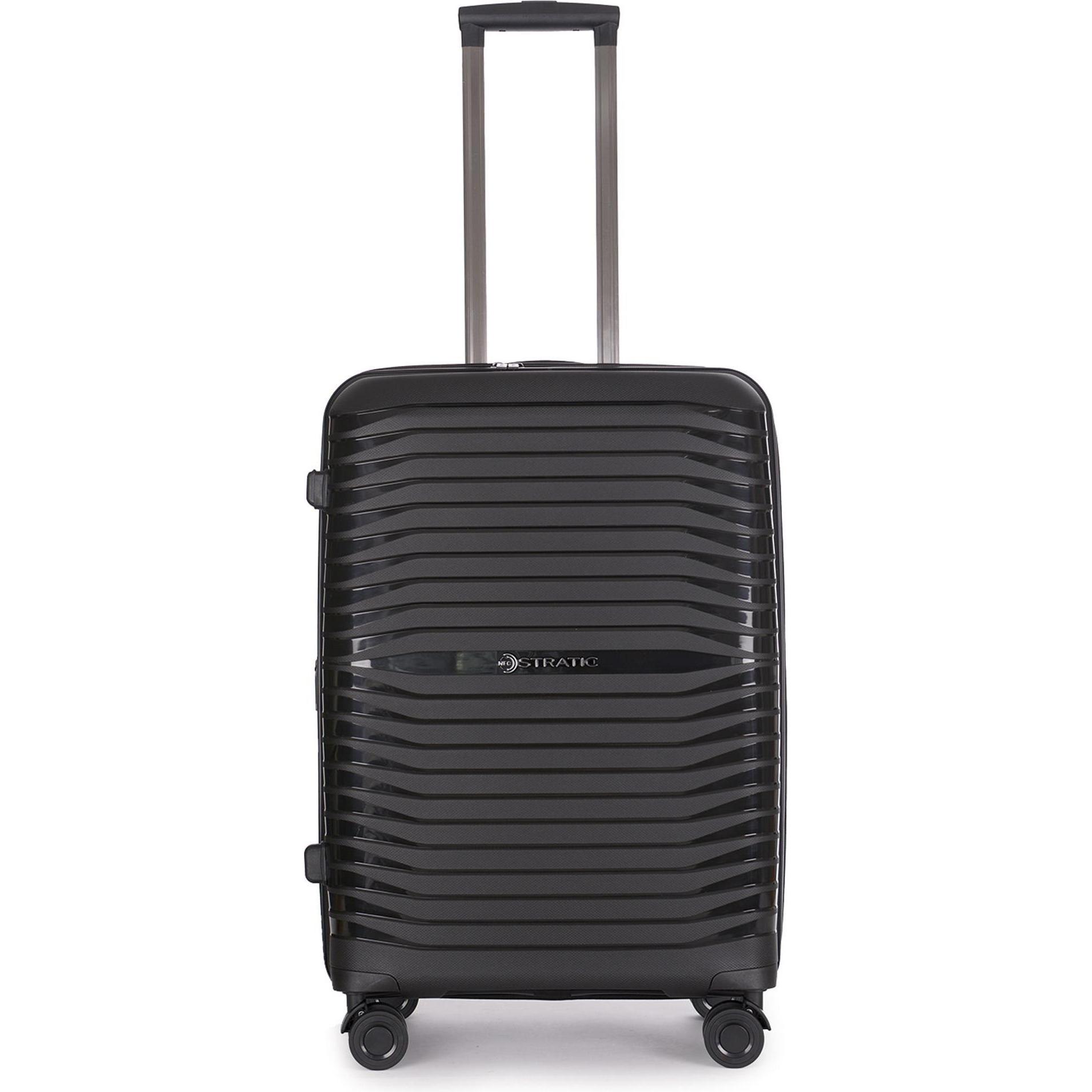 Stratic, Koffer, Bright+ 4 Rollen Trolley M 66 cm mit Dehnfalte, Schwarz, (73 l, M (50 - 90l))