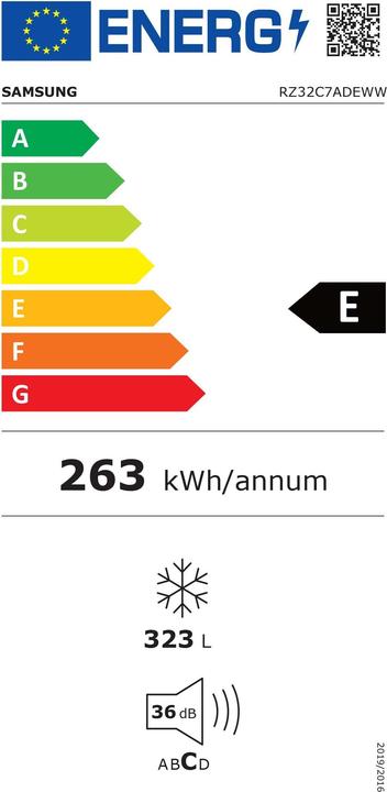 Energie-Label Samsung RZ32C7ADEWW (Freistehend, 323 l)