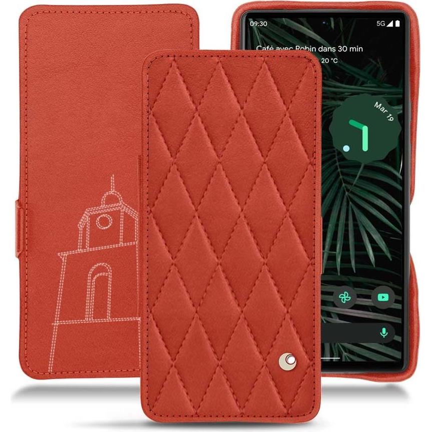 Noreve Lederschutzhülle horizontal (Google Pixel 6 Pro), Smartphone Hülle, Orange
