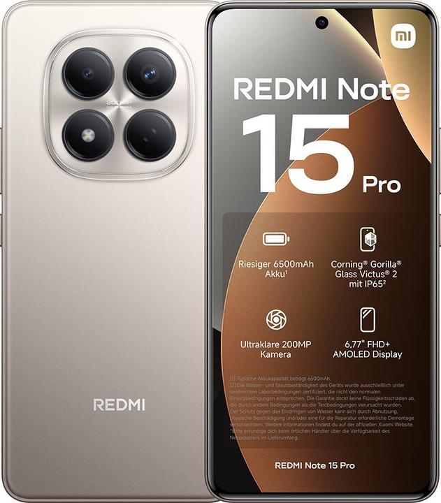 Immagine prodotto Xiaomi REDMI Note 15 Pro (512 GB, Titanio, 6.77", Doppia SIM, 4G)