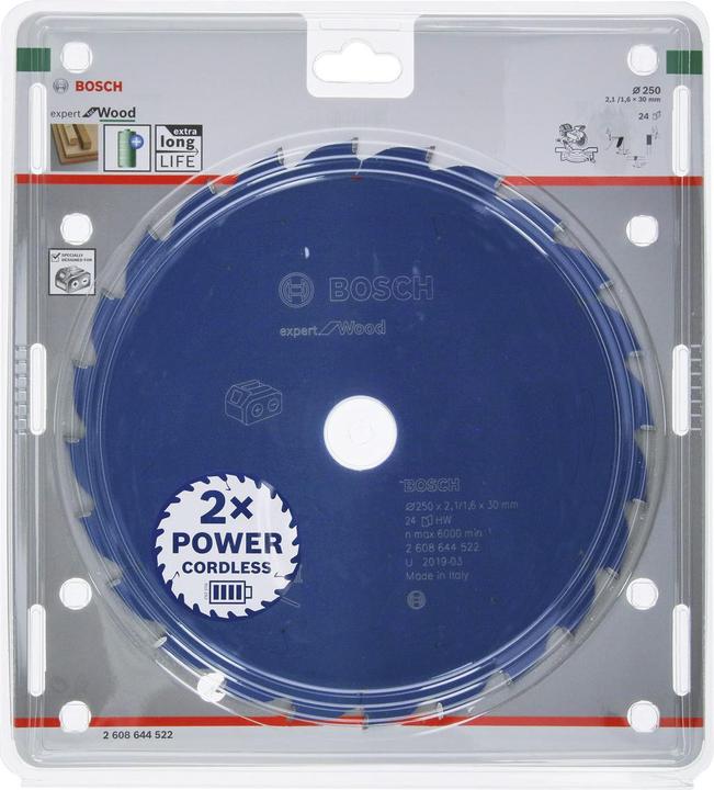 Actual product image Bosch Professional Zubehör Cordless circular saw blade Expert for Wood, 250 x 2.1/1.6 x 30, 24 teeth