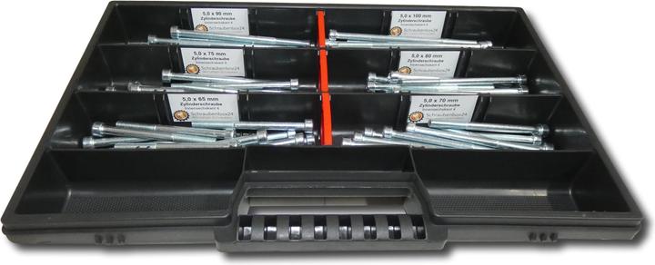 Produktbild Schraubenbox24 90 tlg Zylinderschrauben Sortiment M5 // 65mm-100mm Schrauben Set Schraubenbox DIN 912/ISO4762 Bolz (90 Schrauben pro Stück)