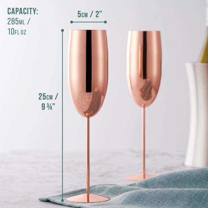 Actual product image Oak & Steel Stainless steel champagne glasses rose gold set of 4 (28.50 cl, 4 Glasses, Champagne glasses)
