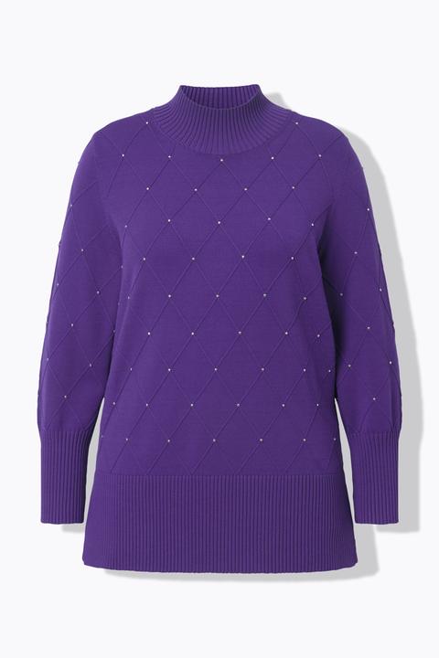 Produktbild Ulla Popken Pullover, Rhomben, Ziernieten, Stehkragen, Langarm (50, 52)