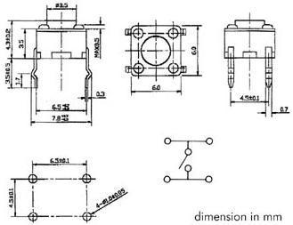 Image du produit Velleman TOUCHE CONTACT 6 x 6mm HAUTEUR : 4.3mm