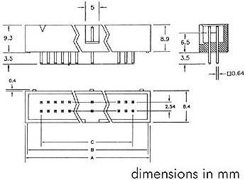 Actual product image Velleman BOX HEADER 2.54mm STRAIGHT - 10 PINS