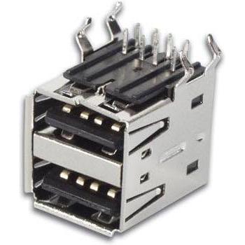 Velleman USB A-BUCHSE, DOUBLE CONNECTOR 90°, PCB-MONTAGE, USB Kabel