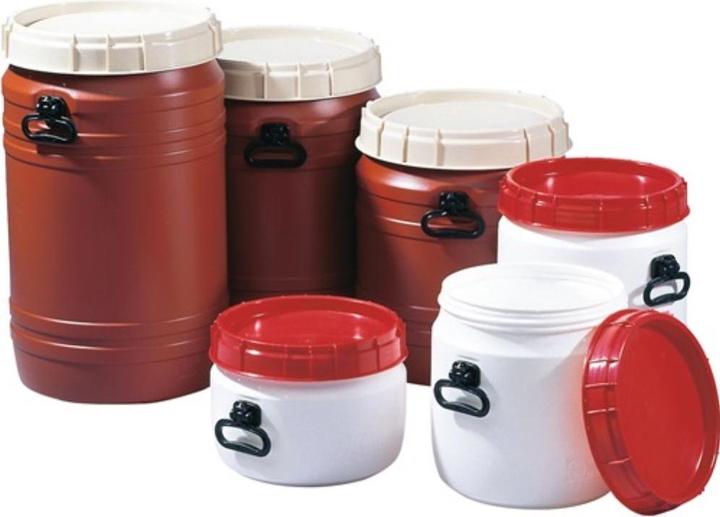 Actual product image HP Autozubehör Wide neck container 34 l white with red lid with 2 handles fill port diameter 295 mm