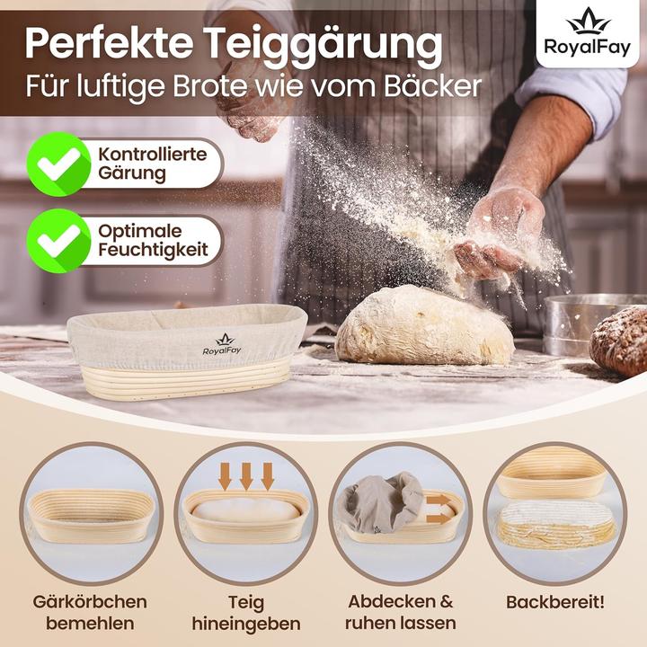 Produktbild RoyalFay Gärkörbchen oval mit Leinengärtuch